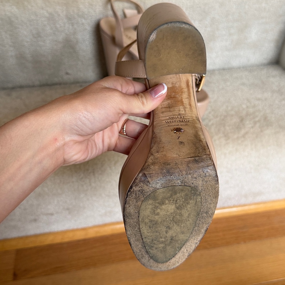 Stuart Weitzman Tan Platform Heels - Picture 3 of 5